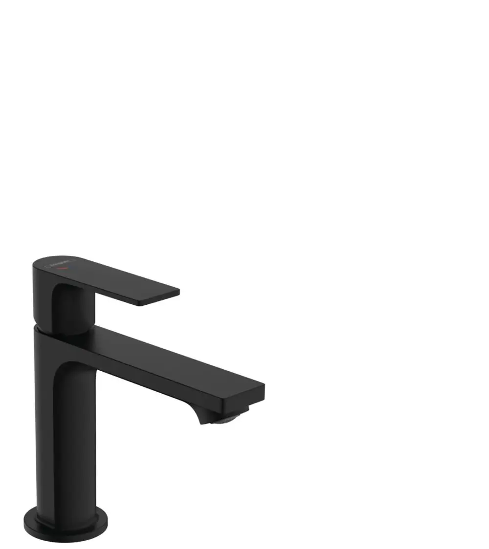 Einhebel-Waschtischmischer in mattschwarz von Hansgrohe mit flacher Auslaufkante und Hebel oben. Ideal für moderne Badezimmer.